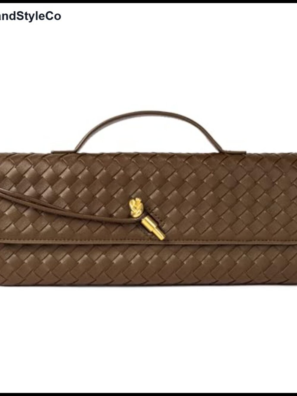 Woven Vegan Leather Evening Clutch Crossbody Purse with Adjustable Strap
